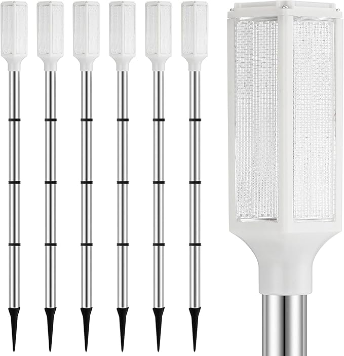 Macarrie 6 Pcs Solar Powered Driveway Markers Reflector Lights Landscape Driveway Reflectors on Poles for Snow Road Outdoor Yard(