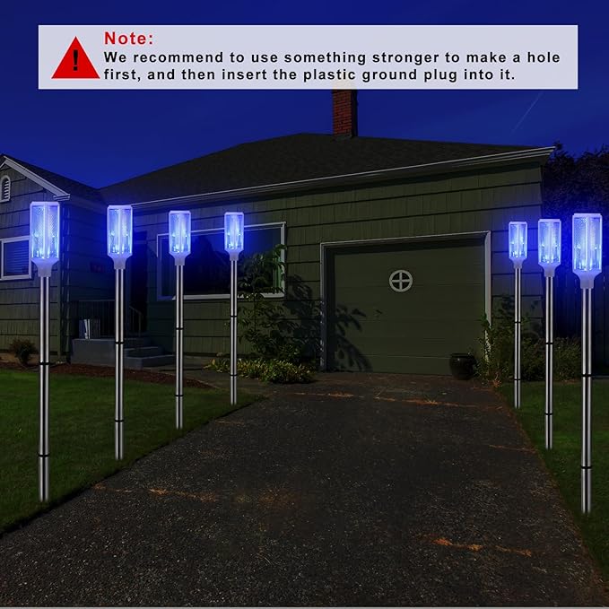 Macarrie 6 Pcs Solar Powered Driveway Markers Reflector Lights Landscape Driveway Reflectors on Poles for Snow Road Outdoor Yard(